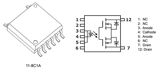 Mechanical Drawing - Toshiba TLX9161T AEC-Q101 Photocoupler/Photorelay
